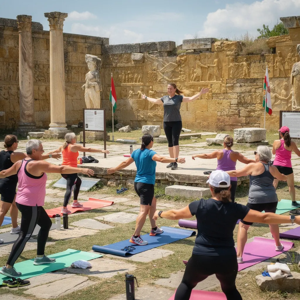 Сцена от виртуална тренировка с участници, които се движат в синхрон.