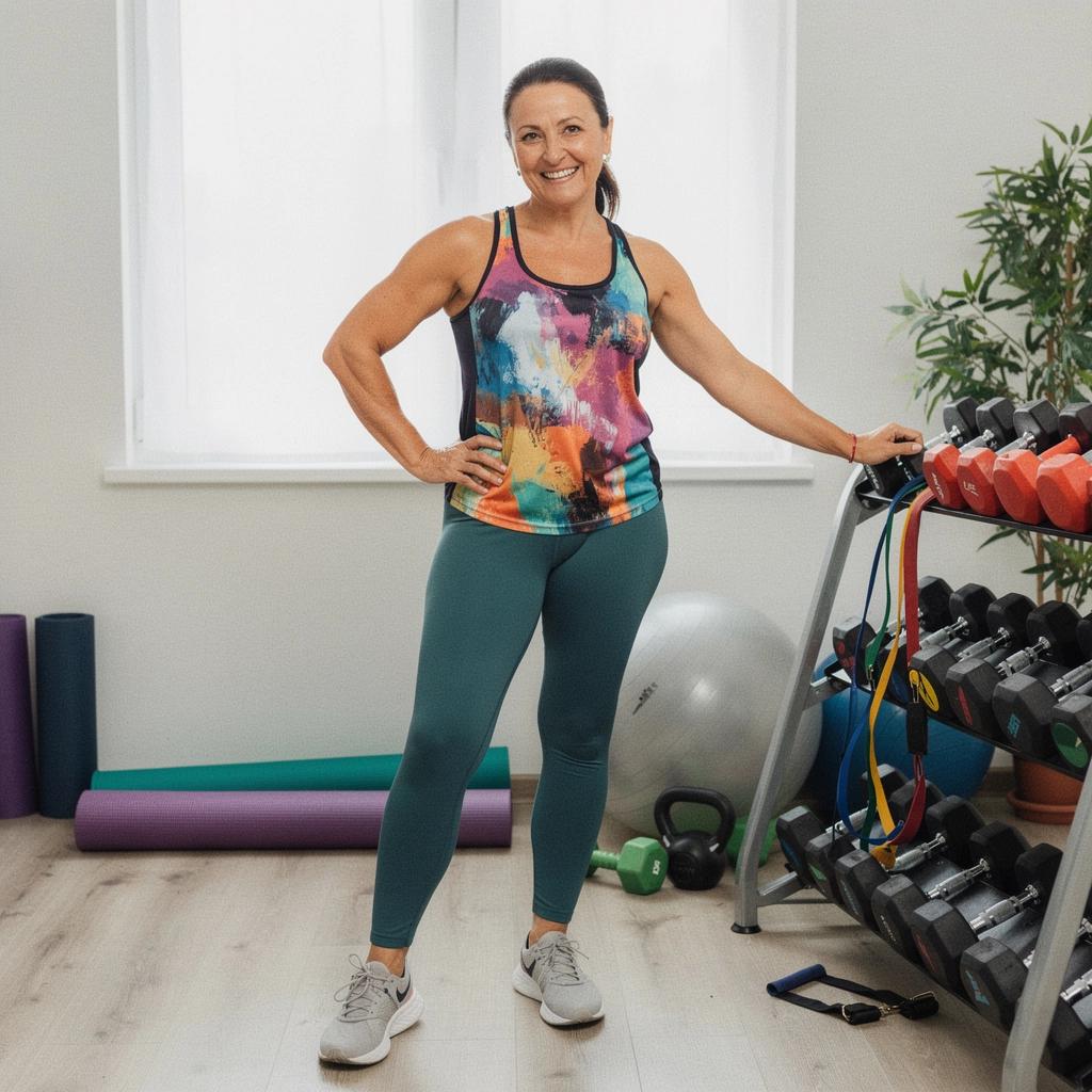 Група хора, участващи в онлайн тренировка по нискоинтензивна аеробика с усмивки на лицата.